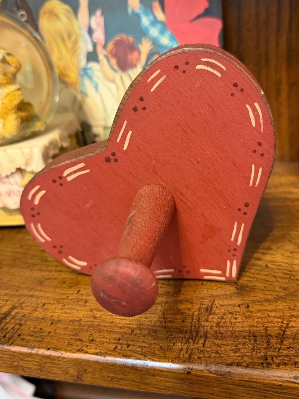 Vintage wooden heart wall hook
